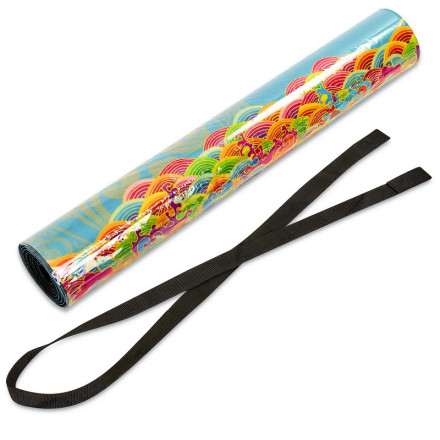 Коврик для йоги Замшевый Record FI-5662-31 голубой-красный с принтом Цветок Сакуры