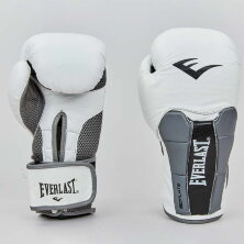 Перчатки боксерские кожаные Everlast BO-6759-W белый-серый