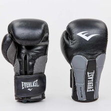 Перчатки боксерские кожаные Everlast BO-6759-BK черный-серый