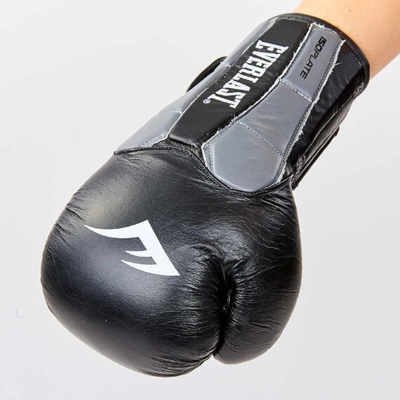 Перчатки боксерские кожаные Everlast BO-6759-BK черный-серый