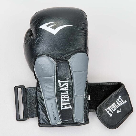 Перчатки боксерские кожаные Everlast BO-6759-BK черный-серый