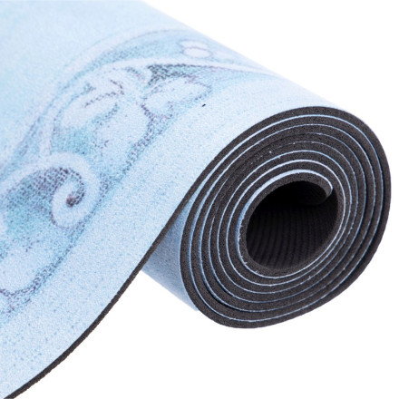 Килимок для йоги Замшевий Record FI-5662-35 блакитний з принтом Квітка Життя