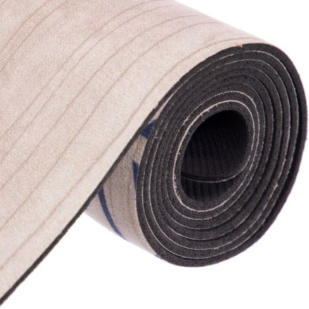 Замшевий Килимок для йоги Record FI-5662-38 бежевий з принтом Слон і Лотос