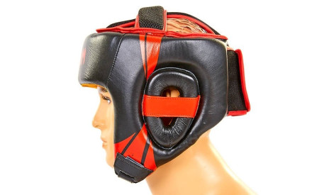 Шолом боксерський відкритий з посиленим захистом верхівки шкіряний Venum BO-6629-R