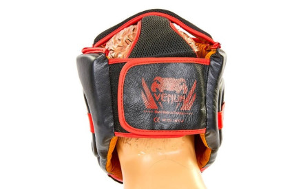 Шолом боксерський відкритий з посиленим захистом верхівки шкіряний Venum BO-6629-R