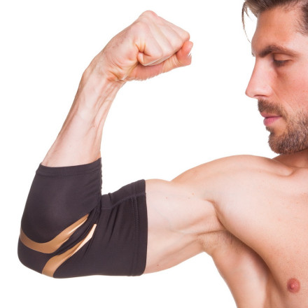 Налокотник еластичний бандаж TVFF 906301 1шт чорний-золотий
