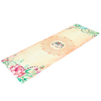 Замшевий Килимок для йоги Record FI-5662-39 бежевий з принтом Слон і Сад