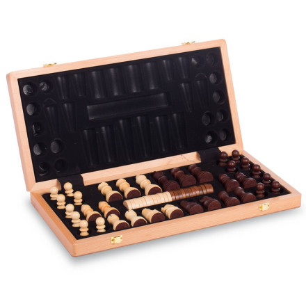 Шахи, шашки 2 в 1 дерев&#39;яні W9052 52см x 52см