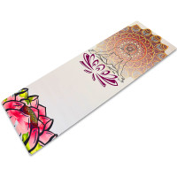 Замшевий Килимок для йоги Record FI-5662-24 бежевий з принтом Спокій Лотоса