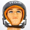 Шлем боксерский открытый с усиленной защитой макушки кожаный Venum BO-6629-Bkw