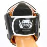 Шлем боксерский открытый с усиленной защитой макушки кожаный Venum BO-6629-Bkw