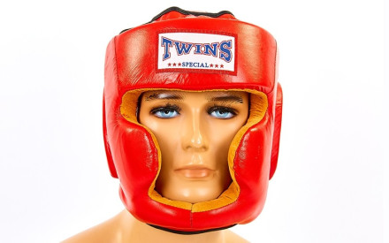 Шолом боксерський з повним захистом шкіряний Twins VL-6630-R
