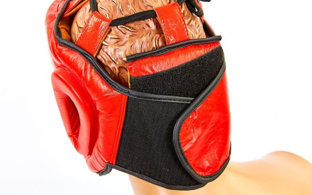 Шолом боксерський з повним захистом шкіряний Twins VL-6630-R