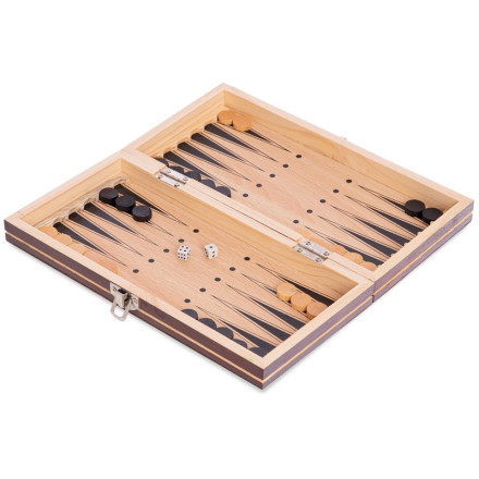 Шахи, шашки, нарди 3 в 1 дерев&#39;яні з магнітом W7701H 24см x 24см