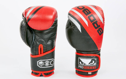 Перчатки боксерские кожаные BAD BOY MA-6739-R красный-черный