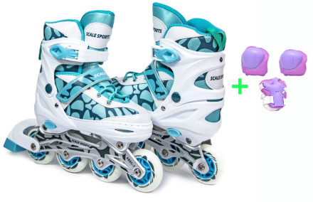 Роликові ковзани Scale Sport SC-601B м&#39;ятно-білі 