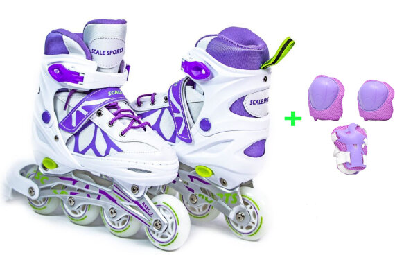 Роликовые коньки Scale Sport SC-601А бело-фиолетовые