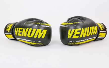 Рукавички шкіряні боксерські VENUM MA-6749-Y чорний-жовтий