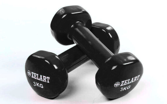 Гантели для фитнеса с виниловым покрытием Zelart Beauty (2x3кг) TA-5225-3