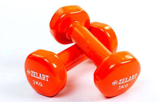 Гантели для фитнеса с виниловым покрытием Zelart Beauty (2x3кг) TA-5225-3