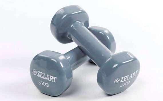 Гантели для фитнеса с виниловым покрытием Zelart Beauty (2x3кг) TA-5225-3