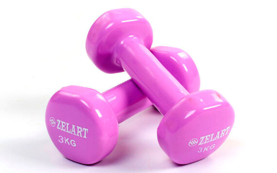 Гантели для фитнеса с виниловым покрытием Zelart Beauty (2x3кг) TA-5225-3