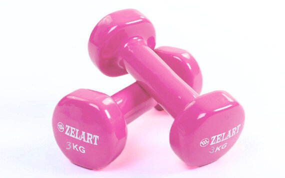 Гантели для фитнеса с виниловым покрытием Zelart Beauty (2x3кг) TA-5225-3