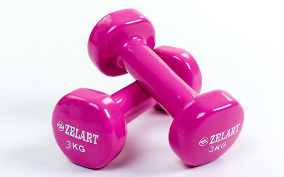 Гантели для фитнеса с виниловым покрытием Zelart Beauty (2x3кг) TA-5225-3
