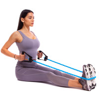 Еспандер трубчастий із ручками плетений Zelart FI-6349 180см синій