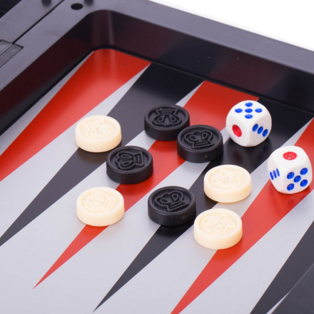 Шахи, шашки, нарди 3 в 1 дорожні пластикові магнітні 9018 40см x 40см