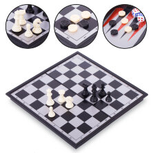 Шахматы, шашки, нарды 3 в 1 дорожные пластиковые магнитные 9518  24см x 24см