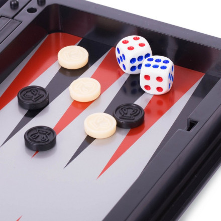 Шахи, шашки, нарди 3 в 1 дорожні пластикові магнітні 9518 24см x 24см