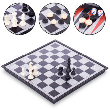 Шахматы, шашки, нарды 3 в 1 дорожные пластиковые магнитные 9618   27см x 27см