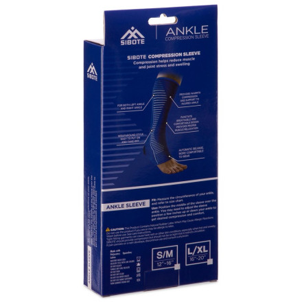 Бандаж на гомілковостоп еластичний SIBOTE ST-7034 розмір S-XL 1шт синій-сірий