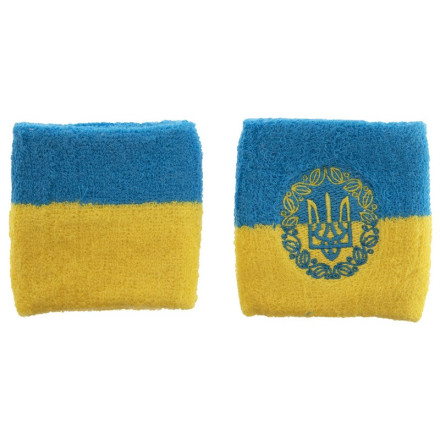 Напульсник спортивний махровий Україна Ukraine BC-4061 2шт жовтий-блакитний