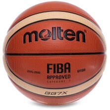 Мяч баскетбольный PU №7 MOL FIBA APPROVED GG7X BA-4962 коричневый-бежевый