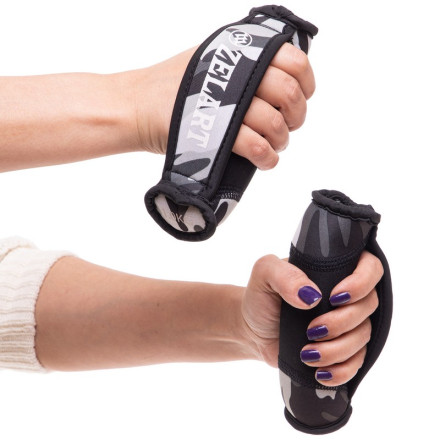 Гантелі для фітнесу м'які насипні Zelart FI-5730-2 2шт 1кг камуфляж синій 