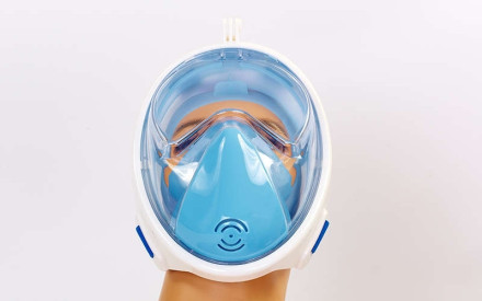 Маска для снорклінгу з диханням через ніс Swim One F-118-BL з кріпленням для камери