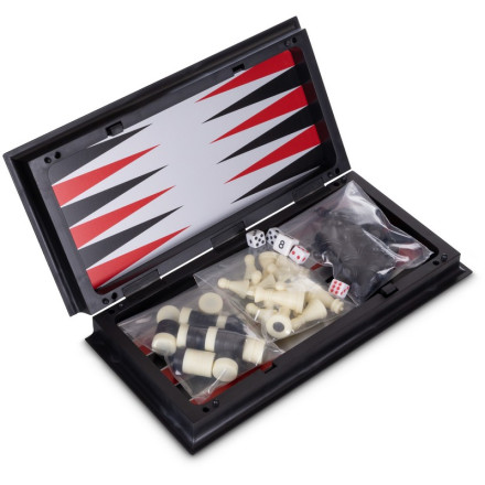 Шахи, шашки, нарди 3 в 1 дорожні пластикові магнітні SC54810 20см x 20см