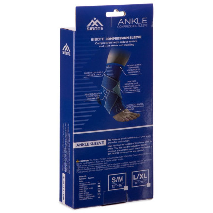 Бандаж на гомілковостоп еластичний з фіксуючим ременем SIBOTE ST-7025 1шт синій-сірий