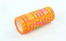 Роллер массажный (Grid Roller) для йоги, мультиколор FI-4940-1 оранжевый-фиолетовый