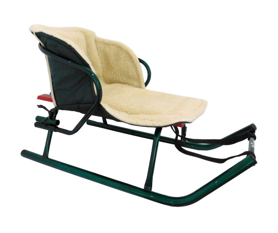 Меховый матрас для санок зеленый