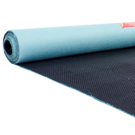 Замшевий Килимок для йоги Record FI-5663-2 блакитний з Квітковим принтом