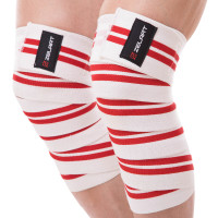 Бінти на коліна для присідань Zelart SB-167076 1шт білий-червоний