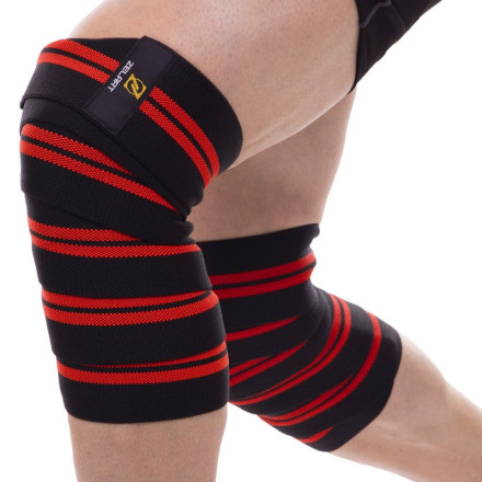 Бінти на коліна для присідань Zelart TA-2646 2шт чорний-червоний