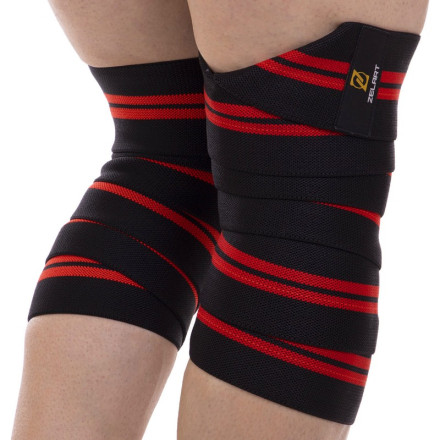 Бінти на коліна для присідань Zelart TA-2646 2шт чорний-червоний