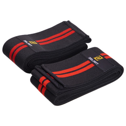 Бінти на коліна для присідань Zelart TA-2646 2шт чорний-червоний