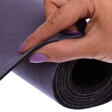 Замшевий Килимок для йоги Record FI-5662-59 сірий-чорний