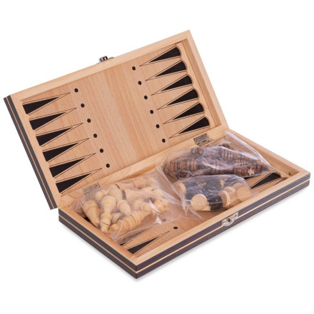 Шахи, шашки, нарди 3 в 1 дерев&#39;яні з магнітом W7702H