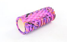 Роллер массажный (Grid Roller) для йоги, мультиколор FI-4940-2 фиолетовый-оранжевый